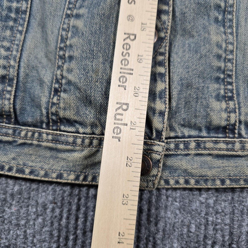 Abercrombie Jacket Girls Large Blue Denim Trucker Jean Coat Washed Fade Vintage - Picture 8 of 11